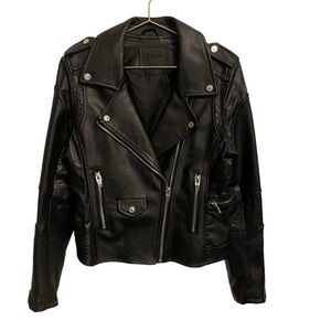 Blank NYC Black Leather Moto Jacket with Silver Hardware